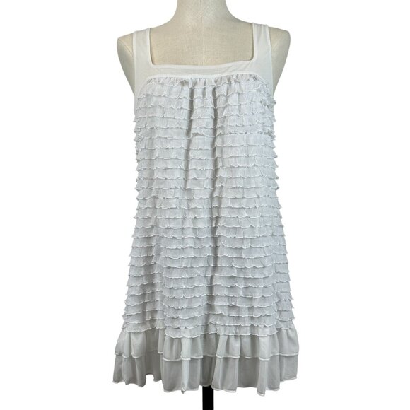 Volume One Dresses & Skirts - Volume One Sleeveless Mini Dress Womens XL White Ruffled Square Neck Keyhole NWT